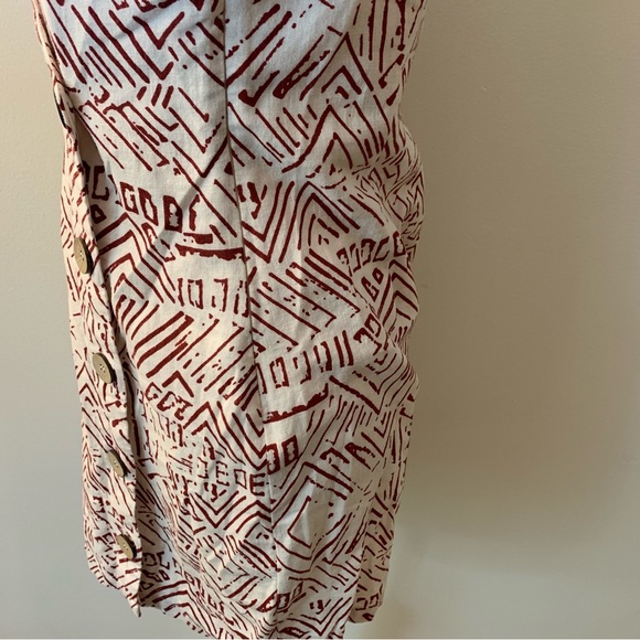 Forever 21 Printed Geometric Side Button Front Linen Rayon Blend Mini Dress - Picture 5 of 12